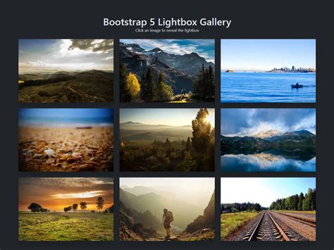 Design elements using <b>Bootstrap</b>, javascript, css, and html. . Bootstrap 5 lightbox gallery codepen